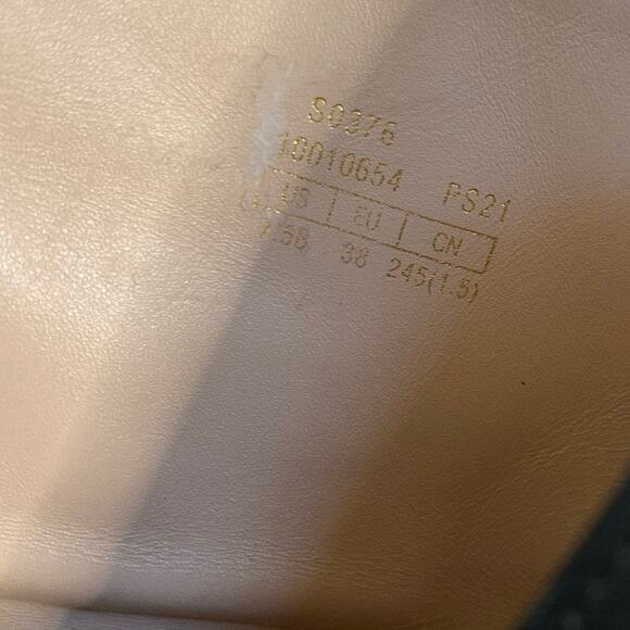 Stuart Weitzman Gold Chain Lift Leather Boot Black Lug Sole Moto Combat - Picture 8 of 8